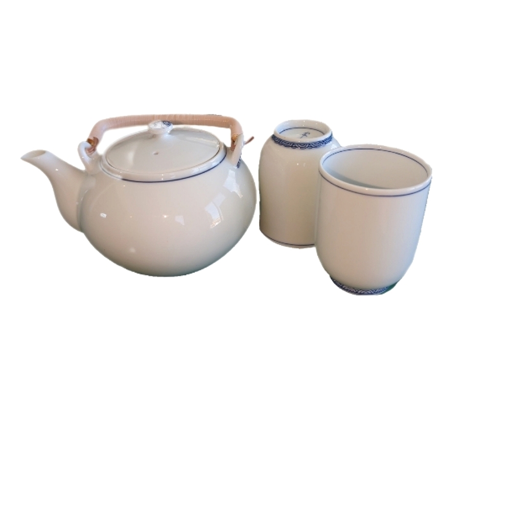 Vintage Japanese Arita Teapot Set with Cups